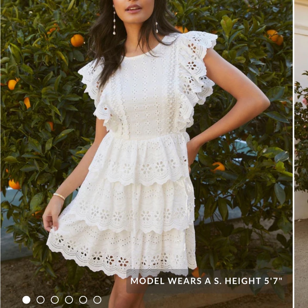 Vici NWT White Eyelet Ruffle Mini Dress